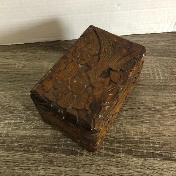 Hand Carved  Wooden Box - Picture 3 of 8